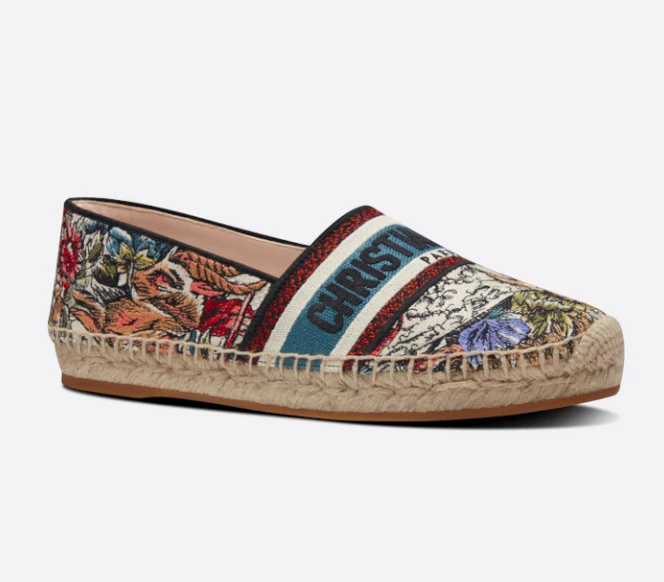 Espadrille Christian Dior femme logo imprimé zodiaque coton Granville rouge taille 38 neuve dans sa boîte