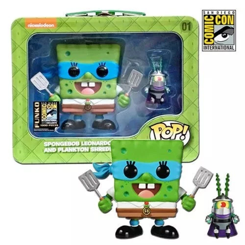 FUNKO POP SPONGEBOB LEONARDO PLANKTON Ninja Turtles SHREDDER SDCC 2014 Exclusive