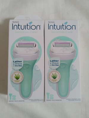 2 Schick Intuition Razor Sensitive Care Aloe2 Handles+4 Refill Cartridges 4Blade