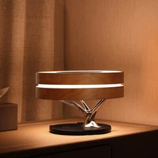Modern LED Bedside Smart Table Lamp with Built-in TWS Bluetooth Speaker and Qi W