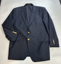 Lauren Ralph Lauren Blazer Men's 42R Navy Blue Solid 100 Wool Flawed