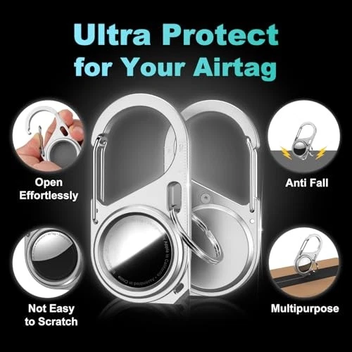 Llavero Mosquetón para Estuche Air Tag, Metal Antigolpes Etiquetas de Aire Plateado 1 pieza Foto 3 de 4