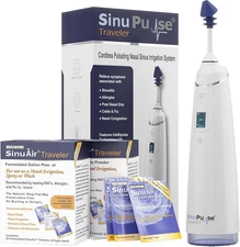 Sinupulse Traveler with 90 Sinuair Packets - Cordless Pulsating Nasal Irrigation
