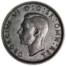 United Kingdom - 6 Pence - 1945 - KM#852 - Silver .500
