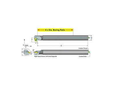 Dorian Tool E10S-SDXCR-2 Carbide Shank Indexable Boring Bar, 59747