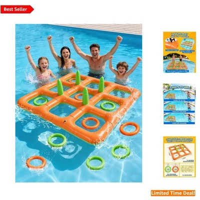 Extra Large Inflatable Pool Tic Tac Toe Game for Kids & Adults 2-10 Players
