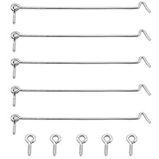 Waziaqoc 10 Inch Hook and Eye Latch, Silver, 5PCS