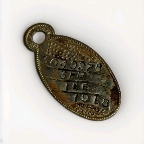 RARE WWI AEF Siberia ID Tag - 31st Infantry "Polar Bears" - Joseph Fred Vitek