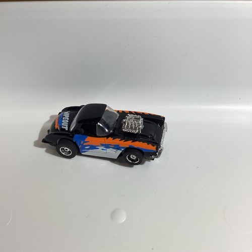 TYCO 60 Corvette Wipeout Slot Car Black Orange Blue Wave Graphic Chrome Engine