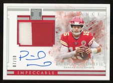 2019 Panini Impeccable Elegance Patrick Mahomes II Patch ON CARD AUTO 7/10