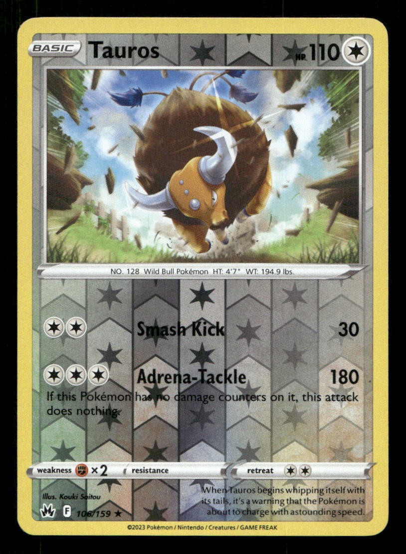 Tauros 106/159 Crown Zenith Reverse Holo LP Pokemon