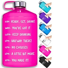 HydroMATE Large Gallon 128 oz Motivational Water Bottle with Handle and Time ...