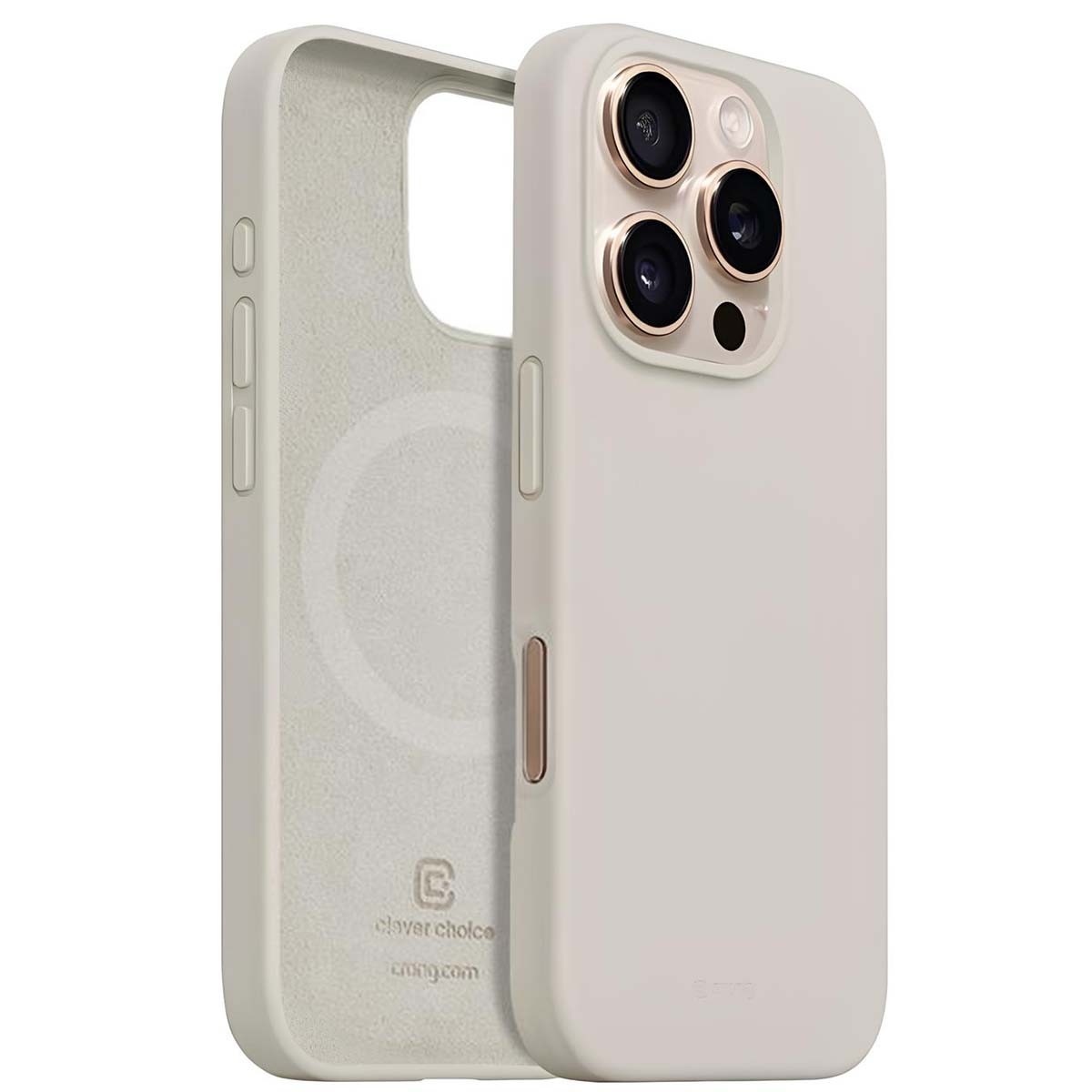 Coque iPhone 16 Pro Max souple Crong beige idéale pour sublimer votre style au bureau