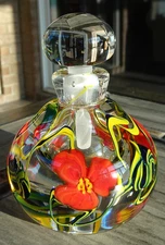 Richard Olma 1989 Glass Cased Organic Floral Paperweight Style Perfume Bottle