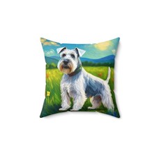Charming White Schnauzer Spun Polyester Throw Pillow