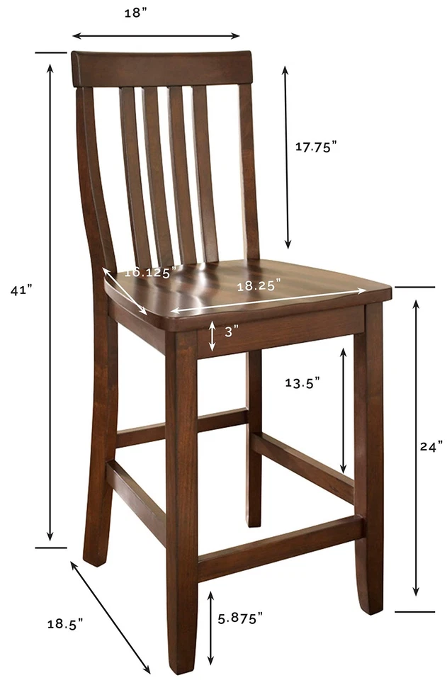 Crosley Furniture School House Wood Slat Back Counter Height Bar Stools Set o... - Image 3 of 4