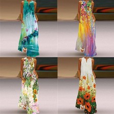 Women Casual Sundress Fashion Sleeveless Dresses Robe Long Summer Beach Elegant