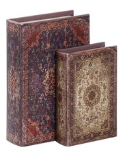 Decorative Wooden Book Box Set Of 2 Vintage Faux Book Boxes For Home Decor Secre