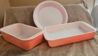 VINTAGE PYREX PINK SPECKLED CASSSEROLE DISHES