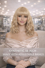 Blonde Bob Full Wig With Bangs Loose Wavy Shoulder Length Synthetic Cosplay Wig
