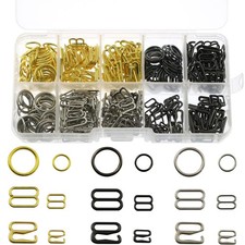 360 Pcs Metal Swimsuit Bra Strap Hooks Bra Strap Slide Rings Replacement Slider