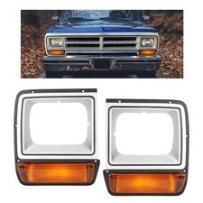 HECASA Headlight Bezel w/Turn Signal Light Pair, Yellow Lens Silvery