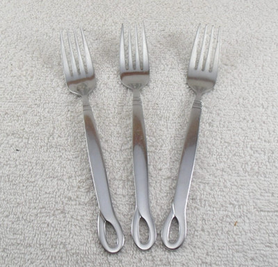Fennel Mirror Salad Fork Lot of 3 Pfaltzgraff  Stainless Flatware Silverware
