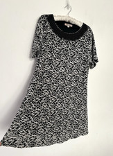 Joe Browns Tunic Dress Women's Beaded Flocked Mesh Jersey Short Sleeve Size 18