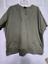Cherokee Scrub Top Size XL-Olive-Green Classic V-Neck-Chest 26.5"/L 27.5"
