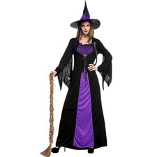 Women Wicked Witch Costume Dress with Hat for Halloween Small, Sawtooth