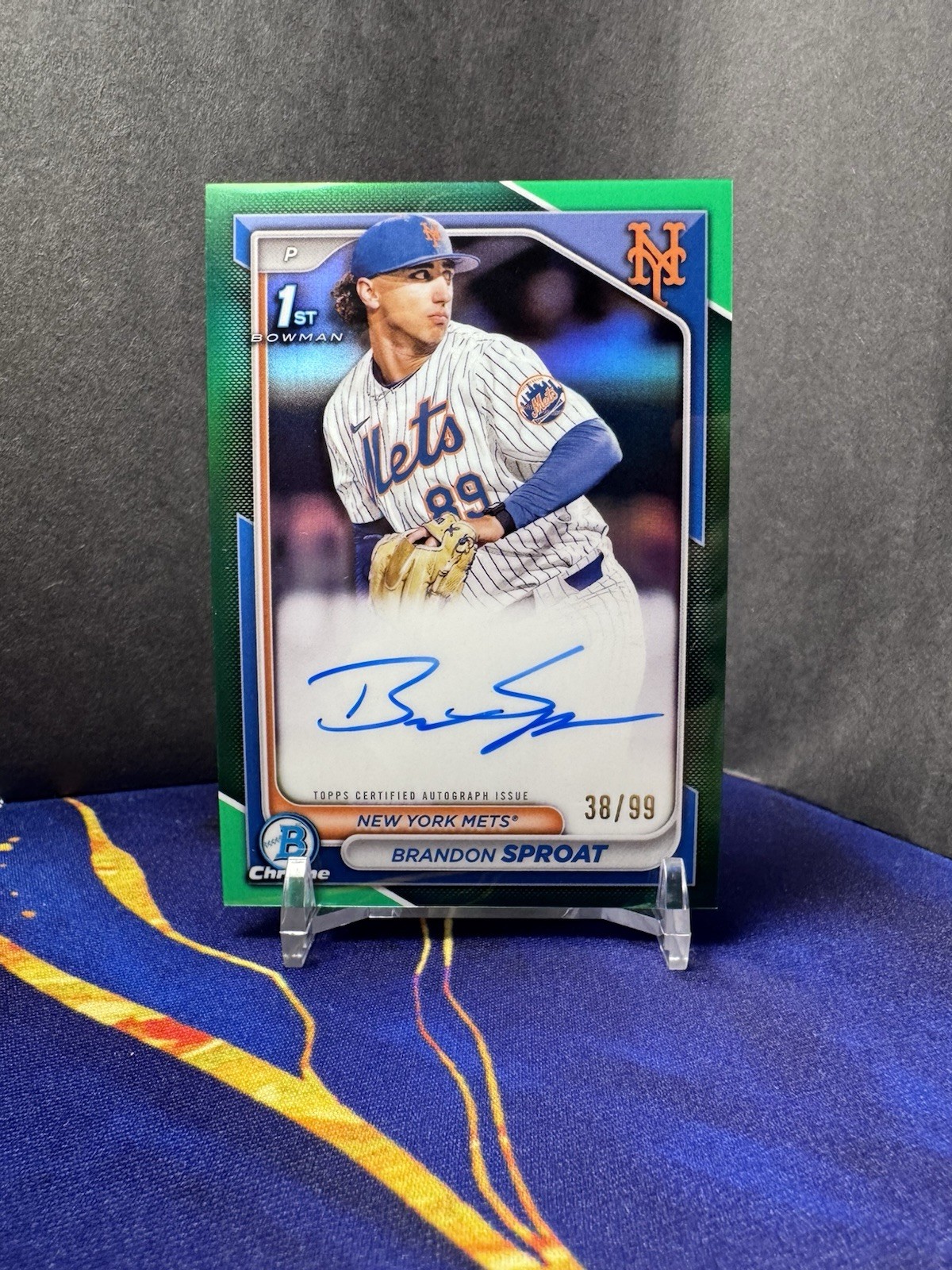 Topps 2024 Bowman Chrome Green Refractor Auto /99 CPA-BS Sproat Mets