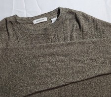 Pierre Cardin Mens Sweater Ribbed Textured Crew Neck Neutral Olive Tone XLarge