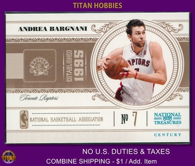 2011 Panini National Treasures #92 Andrea Bargnani CENTURY 1/1 *TRUE ONE of ONE*