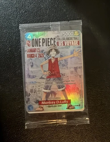 One Piece Monkey D. Luffy US College Basketball SEALED Promo Card RUTGERS 1/27