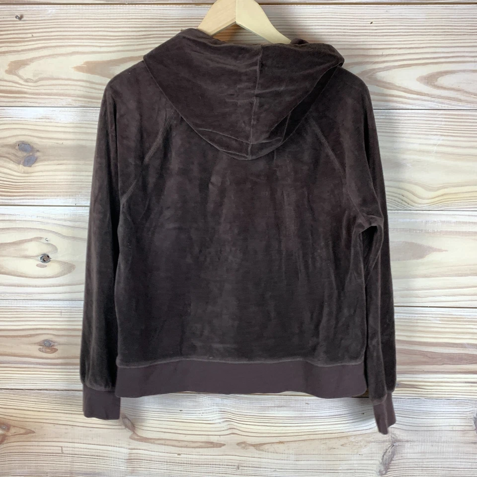 Sudadera con Capucha J Crew Terciopelo Mujer Pequeña Marrón Chocolate Relajada Salón BA367 Foto 2 de 4