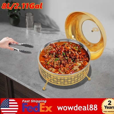 2.11Gal Chafer Dish Buffet Set Round Chafing Dish Frame Party Food Warmer Chafer