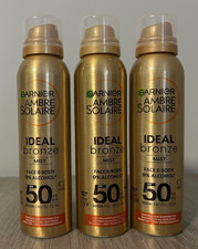 3 X GARNIER AMBRE SOLAIRE IDEAL BRONZE MIST FACE & BODY SPF50 150ML 51.00 per litre