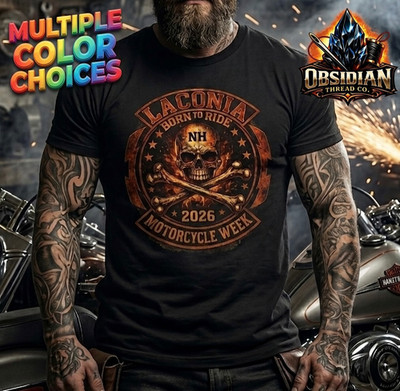 Laconia Bike Week 2026 Shirt NH Motorcycle Rally Skull Biker Tee Vintage Style