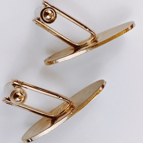 VTG Mid Century Black Cufflinks Tie Bar Chain 3-Piece Set Skyscraper Gold Tone - Foto 14 di 20