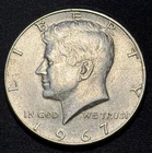 1967-P Kennedy Half Dollar, BUnc, Die Break Obverse, 40% Silver