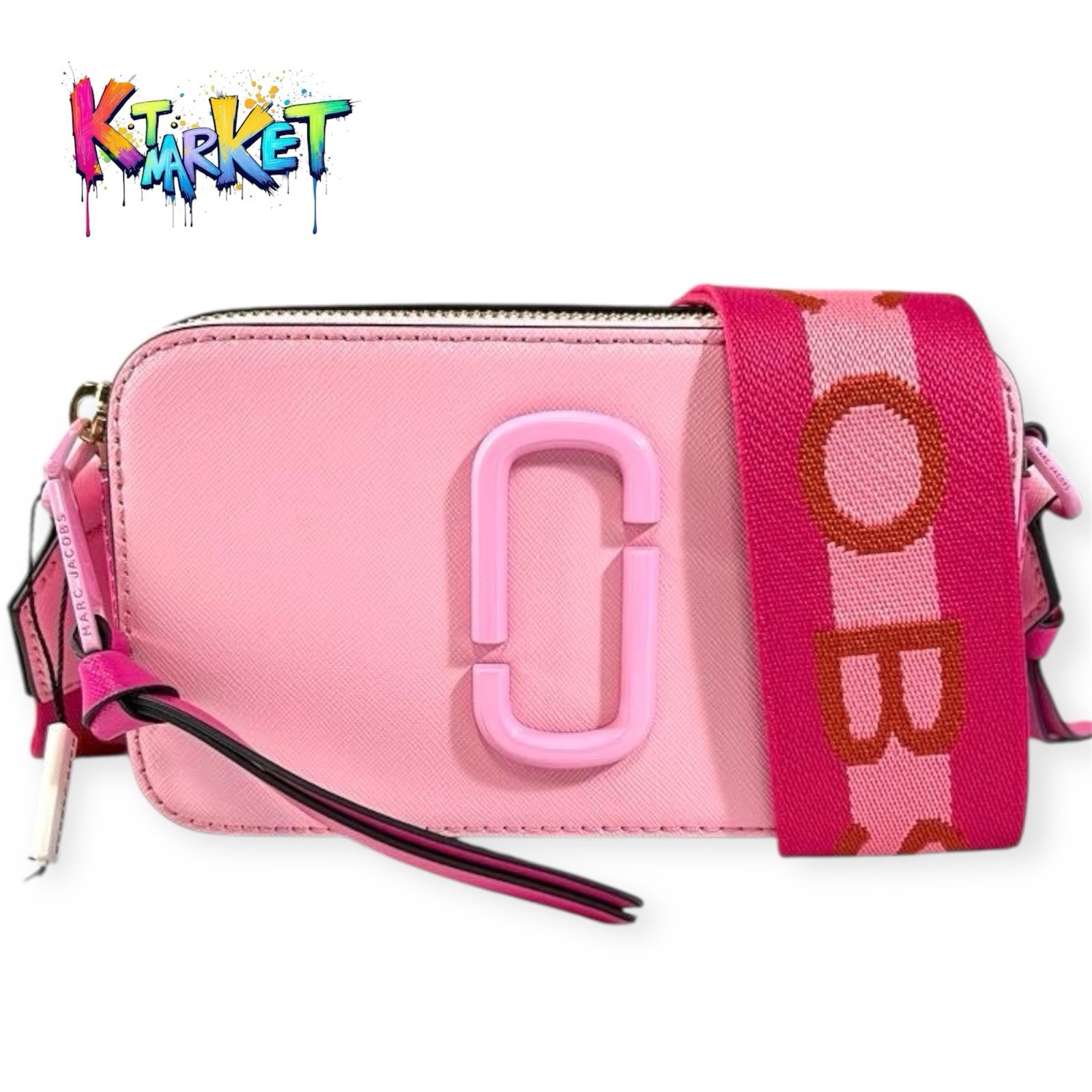 New Marc Jacobs Snapshot Crossbody Bag Pink Rose Leather PVC Camera 961 women