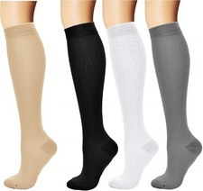 4 pairs of compression stockings, knee-highs,support stockings, travel stockings