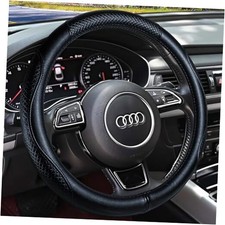 Heavy Duty Pure Cowhide Steering Wheel Cover, Genuine Leather Steering BLACK-6
