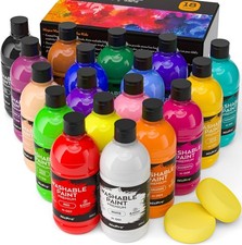 Nicpro 18 Colors Large Washable Paint Set for Kid 8.45oz , Acrylic Bulk Paint