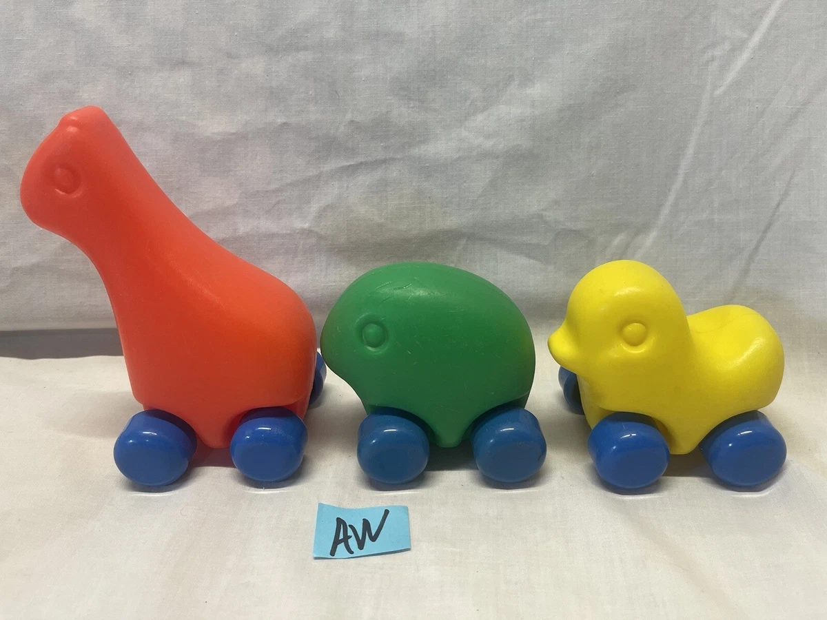 LITTLE TIKES Plastic Pull Toy Animals Duck Giraffe Frog Wheel Lot