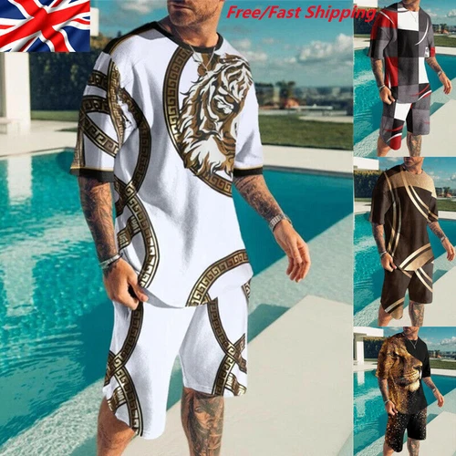 Hot Herren Sommer Outfit 2-Piece Satz Trainingsanzug Kurzarm-T-Shirts Und Shorts - Bild 2 von 24