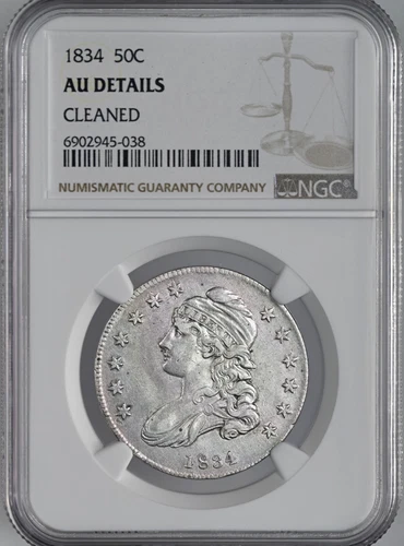 1834  50C CAPPED BUST HALF DOLLAR  NGC AU DETAILS "CLEANED" #6902945-038