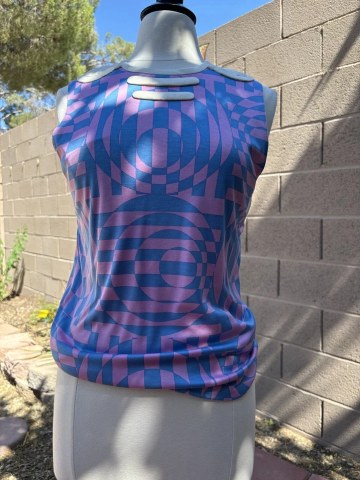 Blusa Top COLECCIÓN MARC JACOBS ROSA CON Azul Gráfico 100% SEDA talla 4 $1K RARA Foto 2 de 4