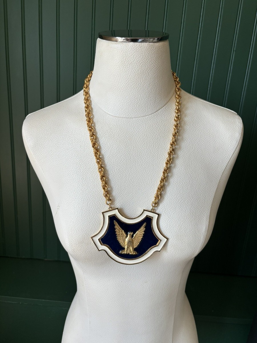 Accessocraft Gold Star Burst Eagle Medallion Brown-Navy Stripe Stretch Accessocraft Gold Starfish Belt - Lucky Vintage main image 4