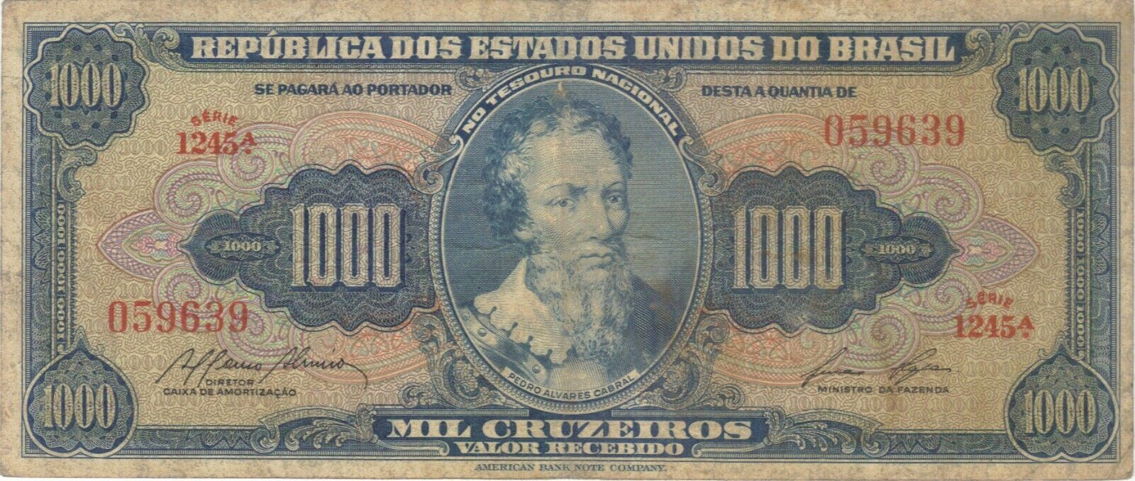 BRAZIL 20 CRUZEIROS 1963 P168b BRASIL REPUBLICA SHARP 3833# BANKNOTE MONEY